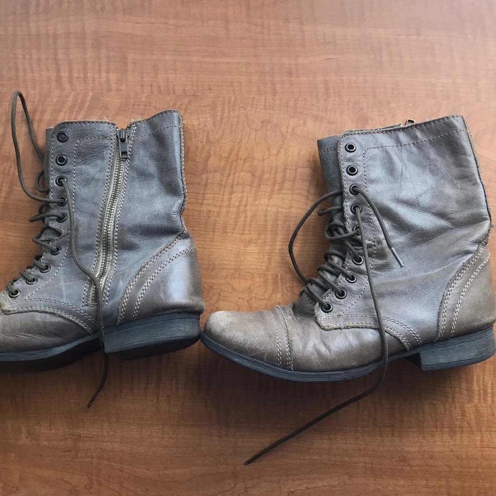 Taupe combat boots